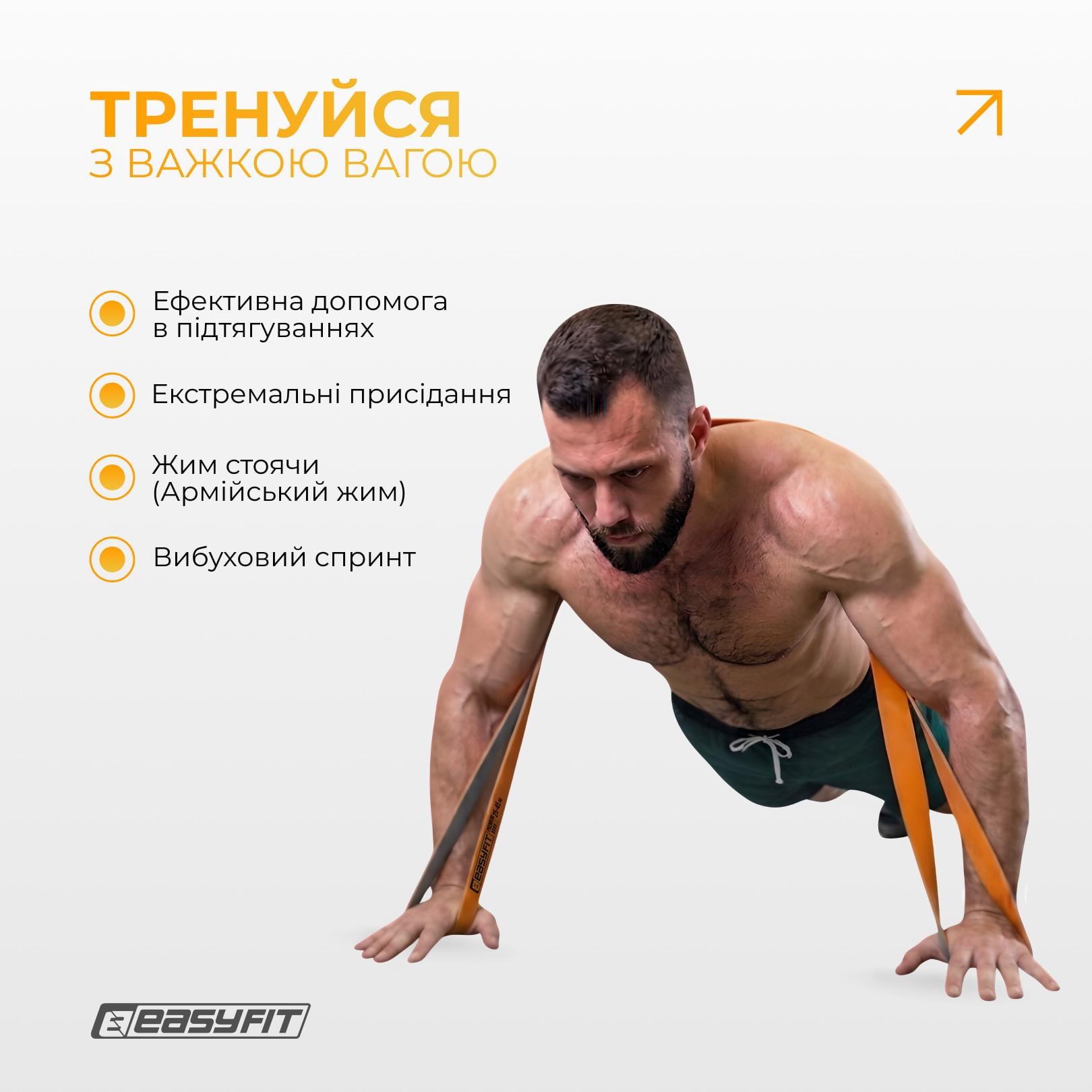 Гумова петля Power Bands 25-45 кг двошарова для підтягувань Помаранчевий/Сірий (EF-2545) - фото 5