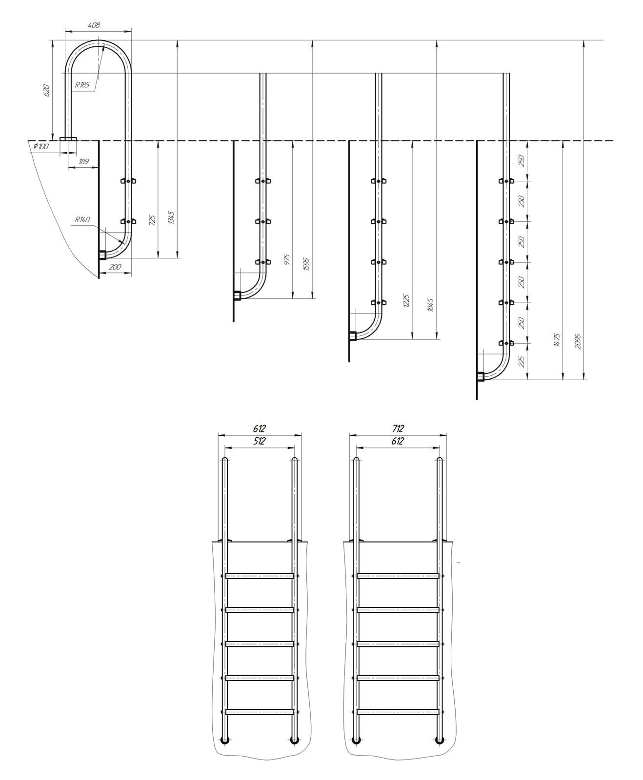 Сходи в басейн Laris Chamboard AISI304 з нержавіючої сталі з антиковзаючою поверхнею Хром (132-127-71401001) - фото 6 Сходи в басейн Laris Chamboard AISI304 з нержавіючої сталі з антиковзаючою поверхнею Хром (132-127-71401001) - фото 6