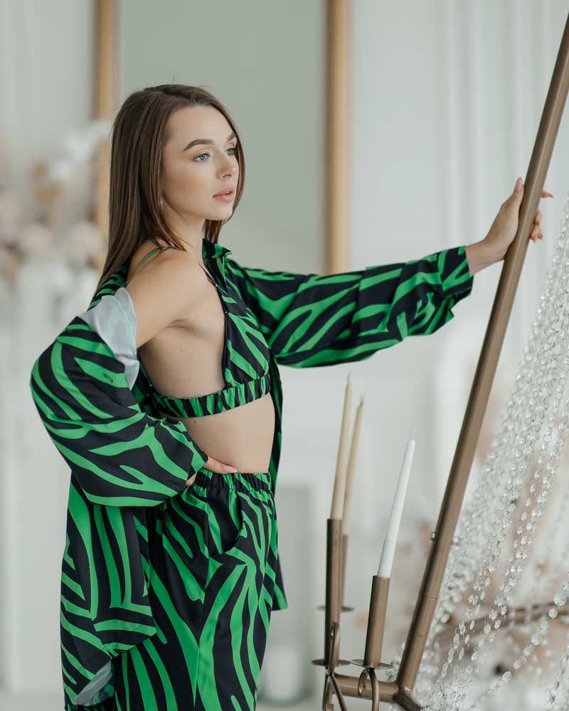 Піжама жіноча Модельєр 7748 р. 42 Чорно-зелений (11505) - фото 5