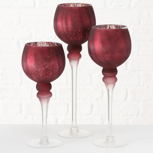 Набір 3-х свічників у вигляді келиха скло марсала h30-40см Гранд Презент 1015755 - фото 2 Набір 3-х свічників у вигляді келиха скло марсала h30-40см Гранд Презент 1015755 - фото 2