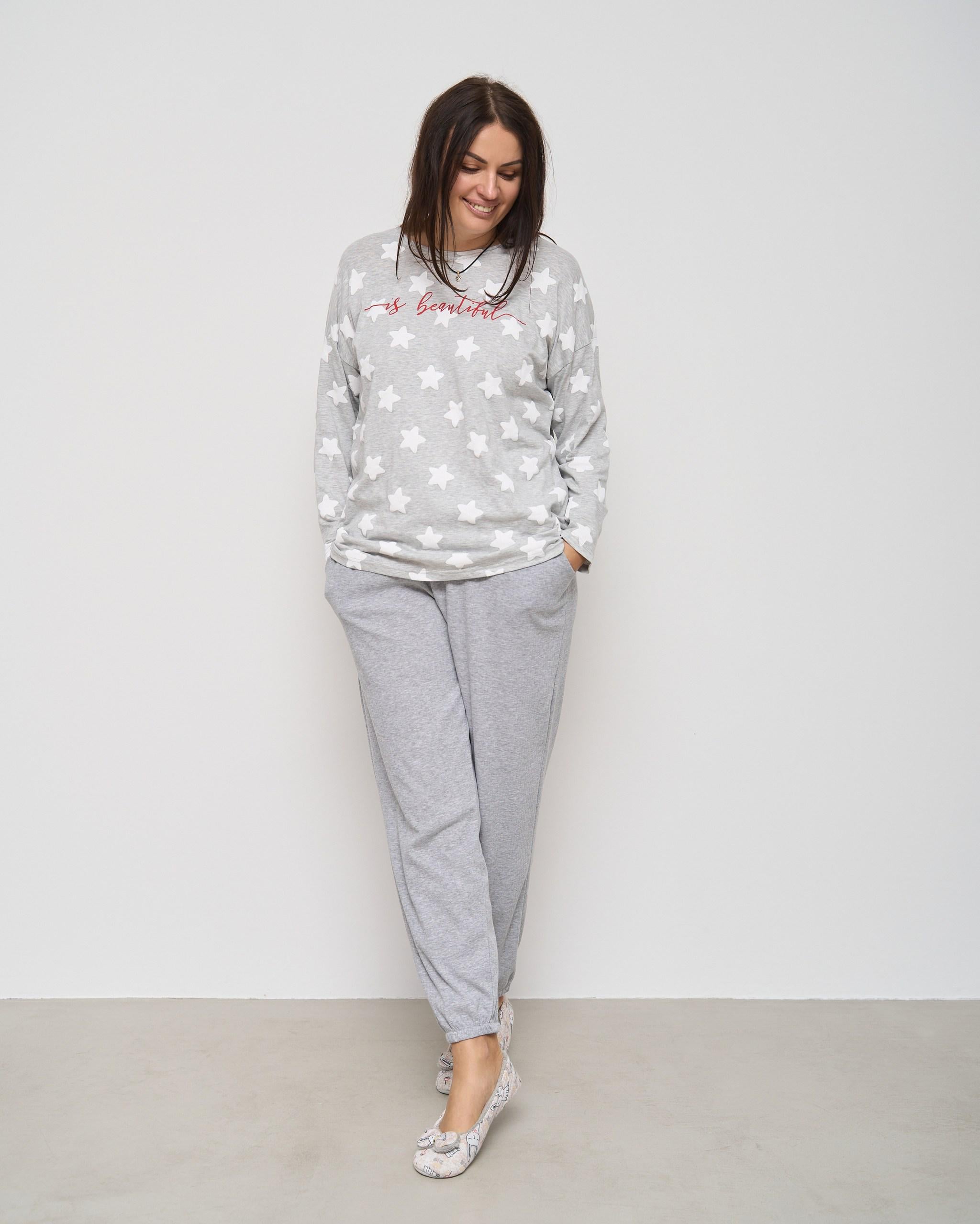 Пижама батальная со штанами в рубчик Звезды 2XL Светло-серый (47603)
