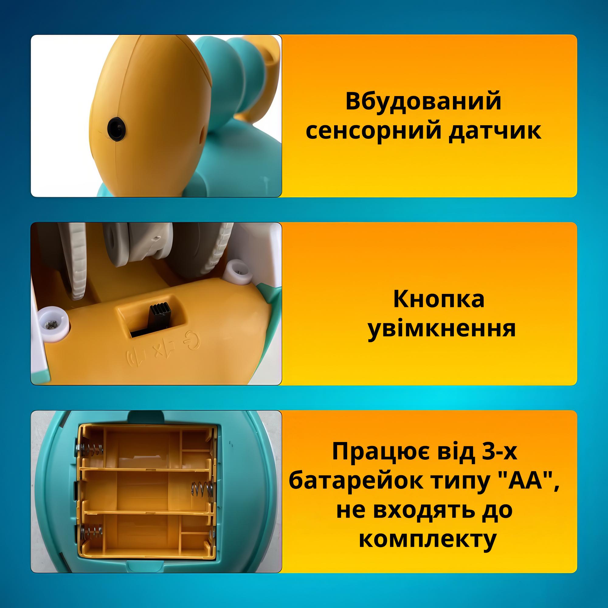 Інтерактивний крабик музичний бігаючий з функцією розпізнавання перешкод Жовтий - фото 8