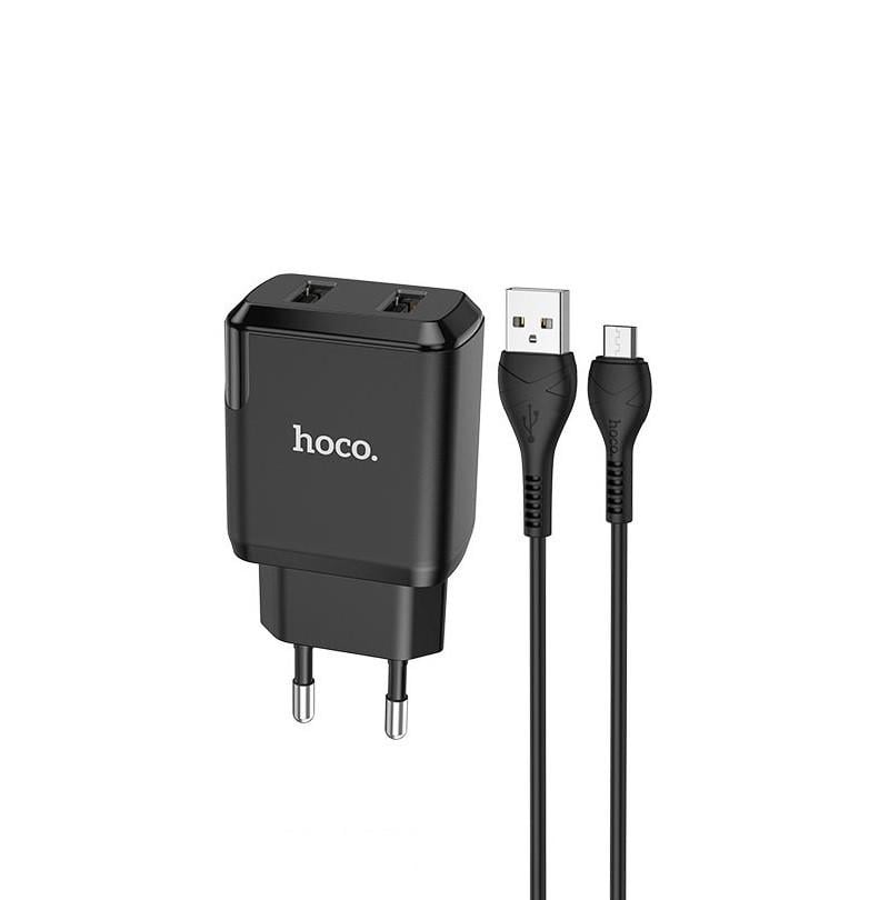 Зарядное устройство для телефонов Hoco N7 Speedy Dual port и кабель Micro-USB Black (1755413674)