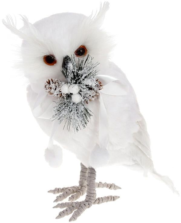 Игрушка декоративная сова 27 см Белый