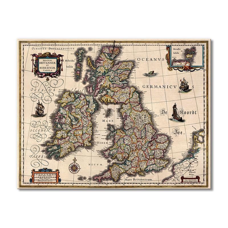 Винтажная карта Карта Великобритании и Ирландии 1 модуль 60x90 см