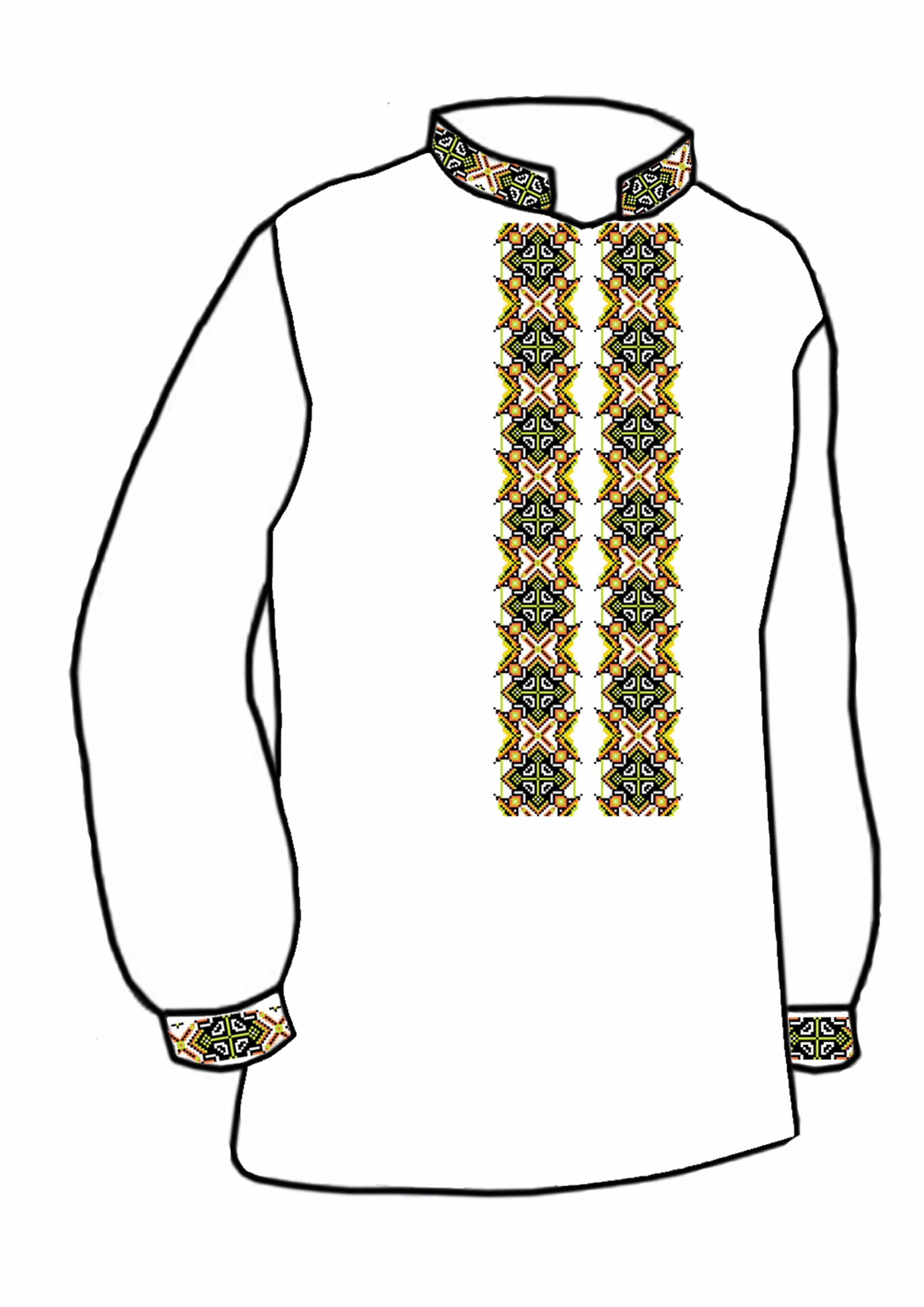 Заготовка для вышивки нитями или бисером/рубашка мужская не пошитая СЧД-207 домотканное полотно