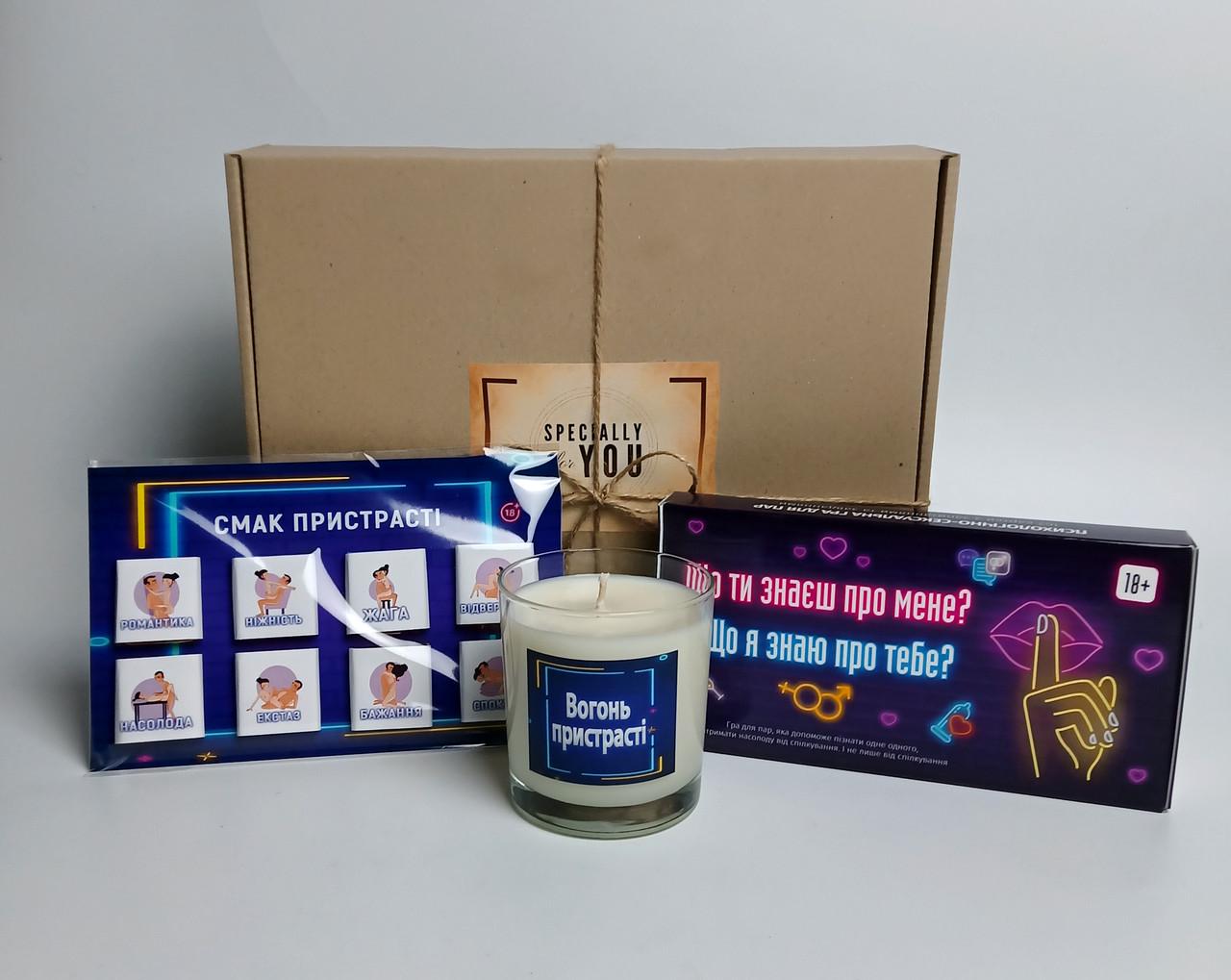 Бокс для дорослих Пізнай мене краще гра для дорослих/свічка/шоколад з позами