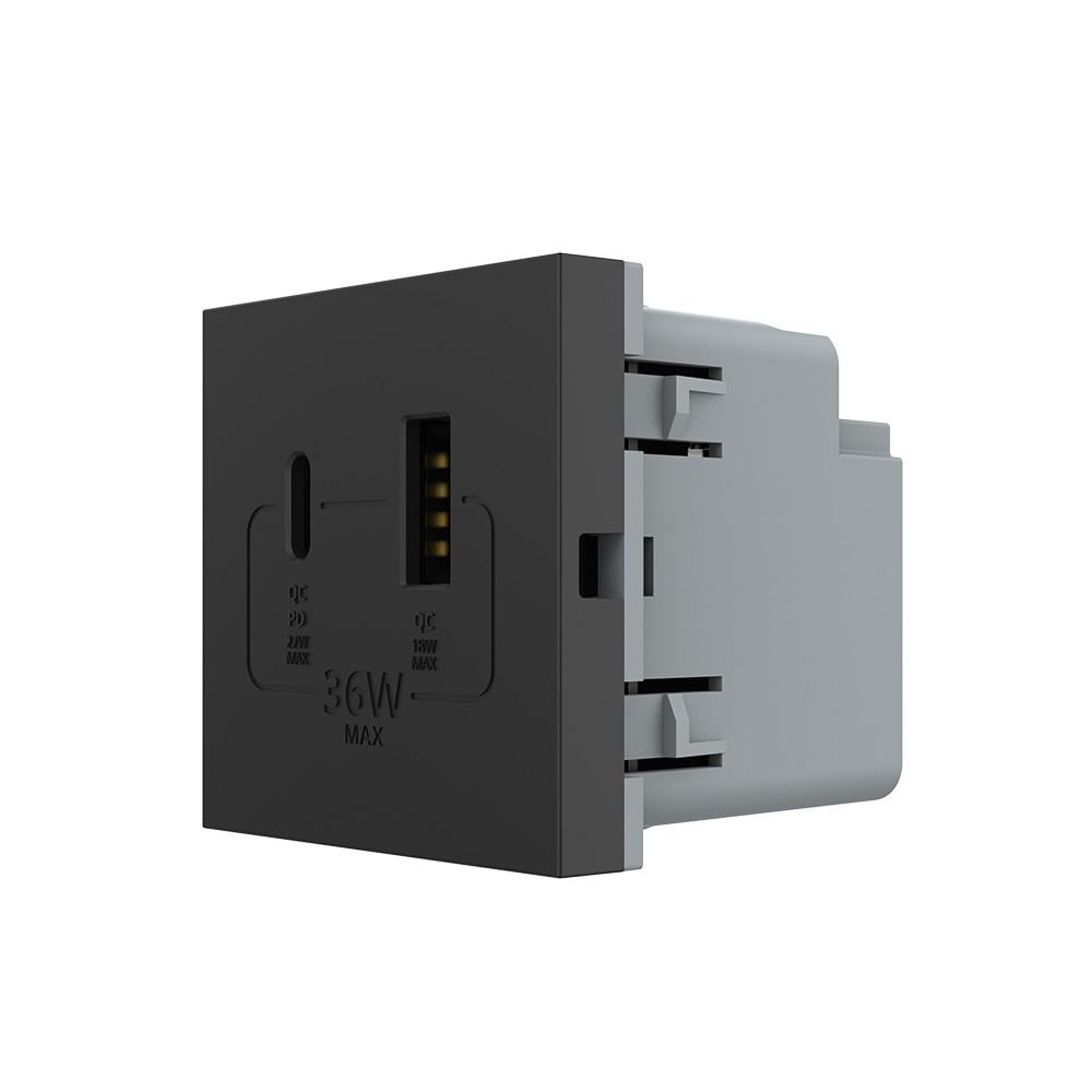 Механизм розетка USB-A и USB-C 36 W Черный (VL-FCUA18W.UC18W-2BP)