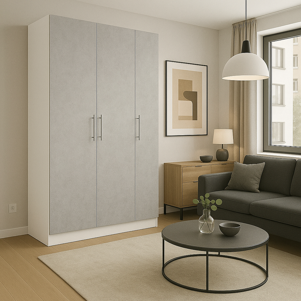 Шкаф распашной  SENAM ШР6 2500х1400х450 мм корпус ДСП Белый/фасад ДСП Ателье светлый (ШР6.25.45.14.5)