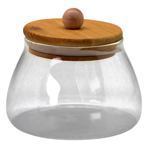 Банка скляна з бамбуковою кришкою Stenson TD00978-0,55 для сипучих 550 мл 11х10 см (550984)