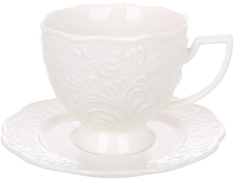 Чашка чайная фарфоровая White City Lily с блюдцем 250 мл