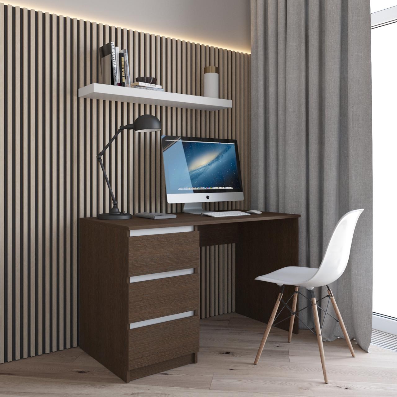 Стіл комп’ютерний з тумбою Вайс R-13 1200х600х755 мм Венге Темний/Білі планки (30472319) - фото 1 Стіл комп’ютерний з тумбою Вайс R-13 1200х600х755 мм Венге Темний/Білі планки (30472319) - фото 1