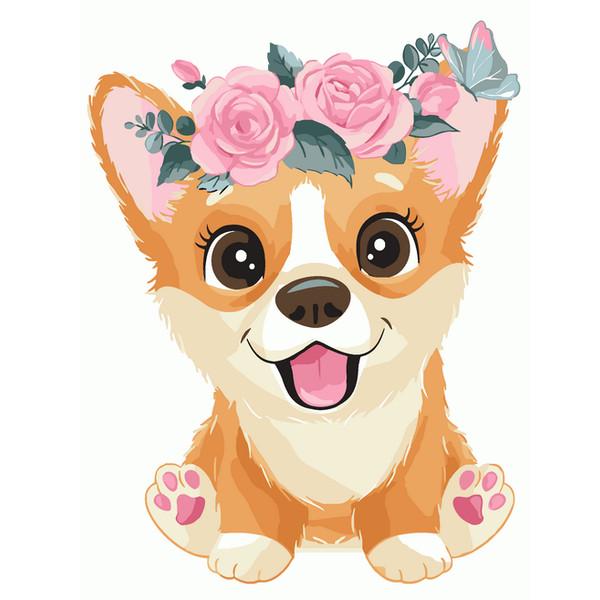 Картина по номерам Brushme Kids Корги в веночке 30х40 см (MEX7097)