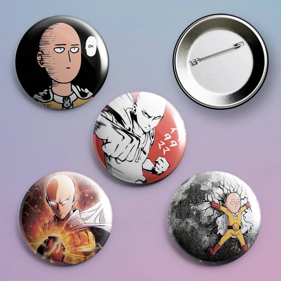 Значки на рюкзак с принтом аниме One Punch Man 4 шт.