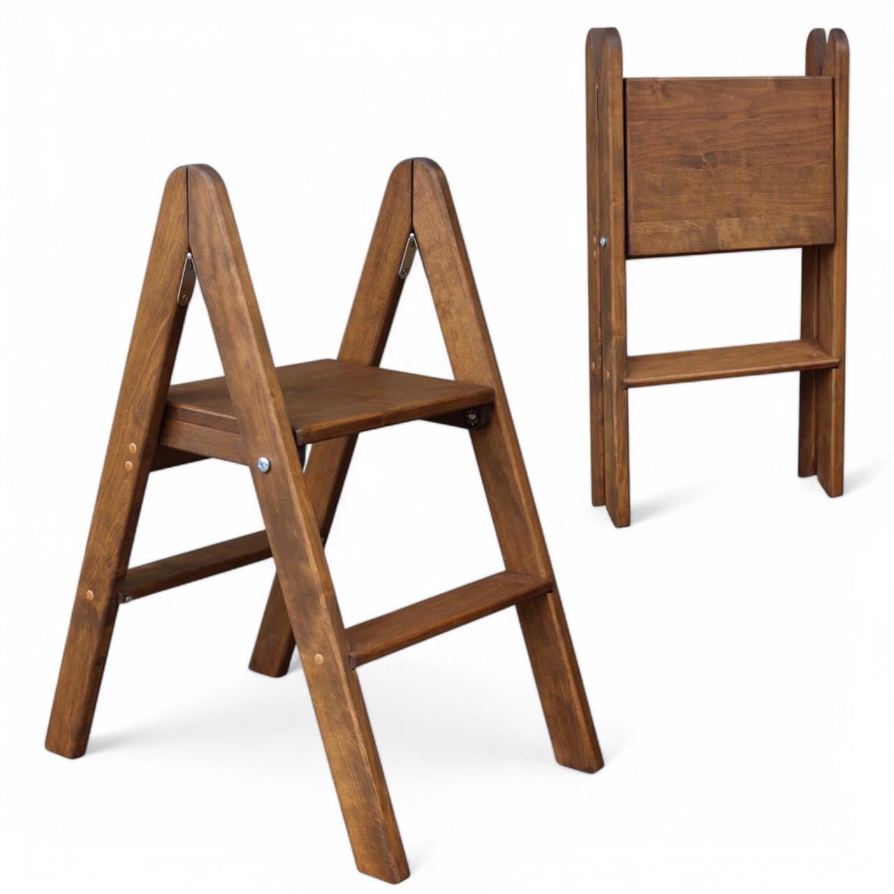 Табурет-лестница деревянный Студія Дерева Вільха бытовой двусторонний 2 ступеньки Орех темный (31002905) - фото 4 Табурет-лестница деревянный Студія Дерева Вільха бытовой двусторонний 2 ступеньки Орех темный (31002905) - фото 4