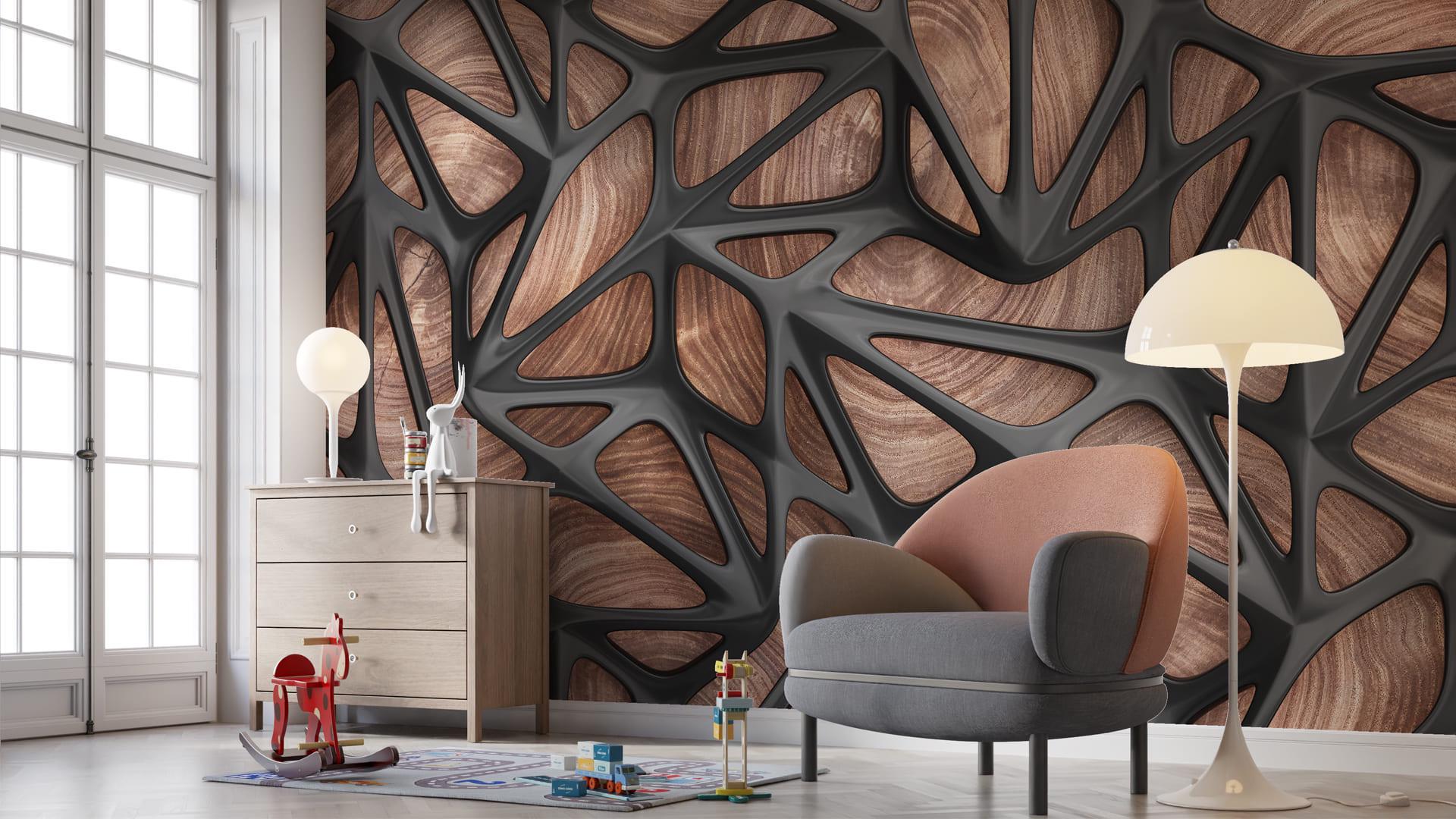 Фотошпалери флізелінові Styleo Print-walls 3D Чорні лінії 0153 350х270 см (Pw-0153/3)