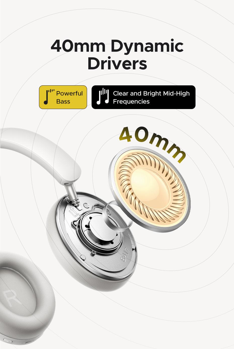 Навушники бездротові Ugreen повнорозмірні Bluetooth 5.4 40 мм Чорний (29516546) - фото 6 Навушники бездротові Ugreen повнорозмірні Bluetooth 5.4 40 мм Чорний (29516546) - фото 6