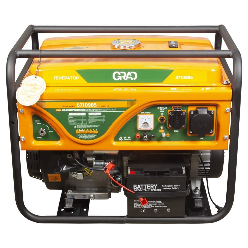 Бензиновый генератор GRAD 230 В 7,0/7,5 кВт 4-тактный электрозапуск (5710985)