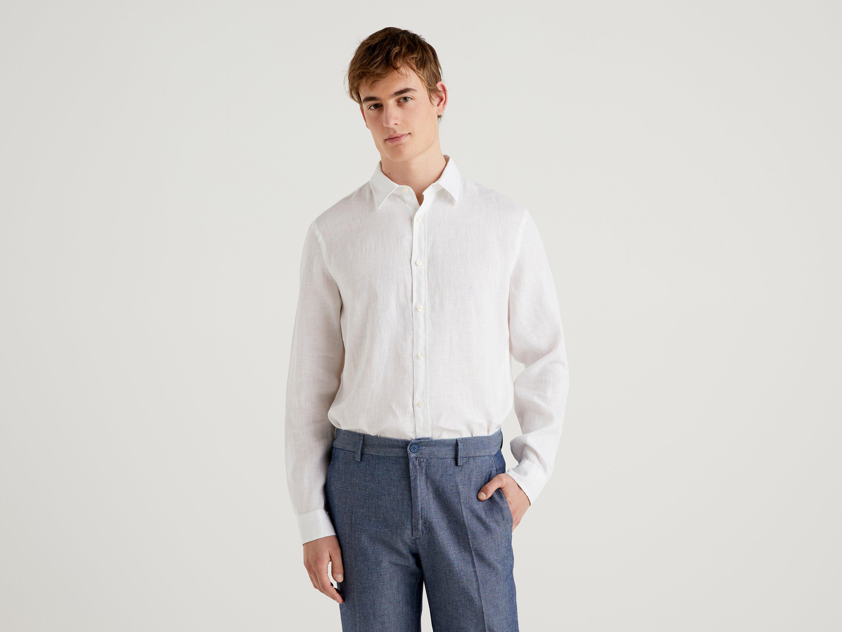 Рубашка мужская Benetton 5bku5qjg8 XL Белый