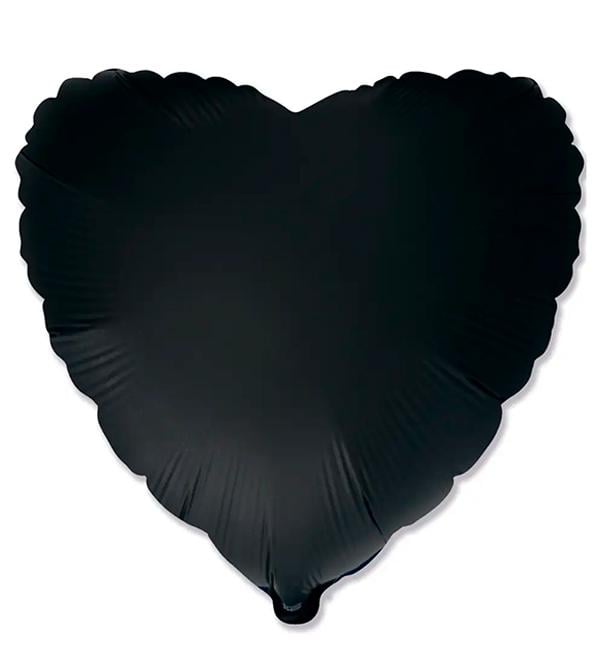 Воздушный шар Сердце 45 см Черный сатин (356425)