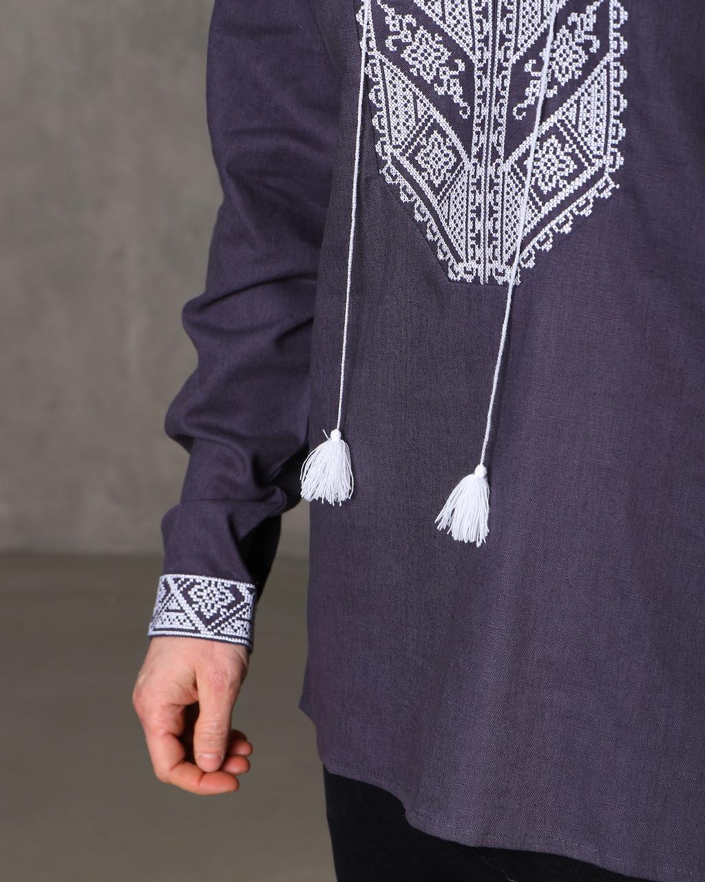 Вышиванка мужская Михаил с белой вишивкой р. 39 (KK-0822/39) - фото 7 Вышиванка мужская Михаил с белой вишивкой р. 39 (KK-0822/39) - фото 7