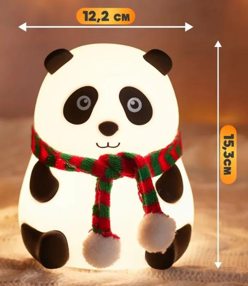 Ночник детский силиконовый Панда портативный с сенсорным управлением 1200 мАч USB Бело-черный (2013) - фото 13