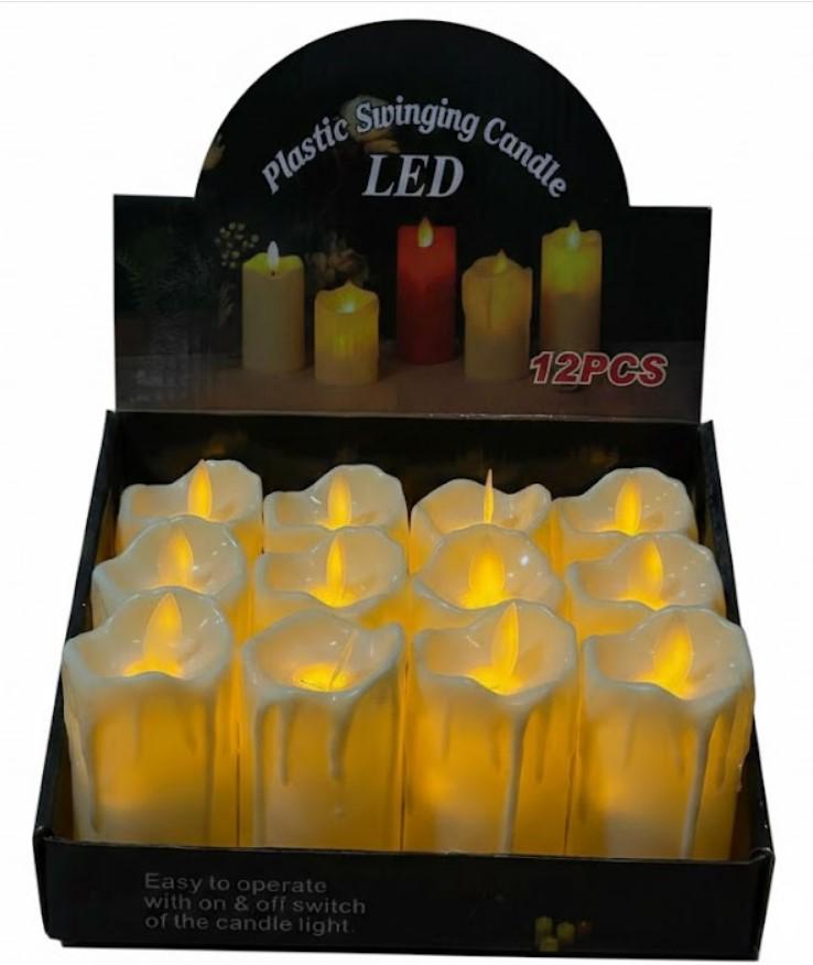 Набор электронных светодиодных свечей Капающий воск на батарейках 12 шт. (2104618929)