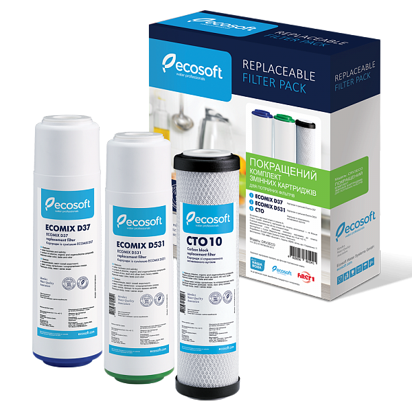 Комплект картриджів покращений Ecosoft для потрійних фільтрів (CRV3ECO)