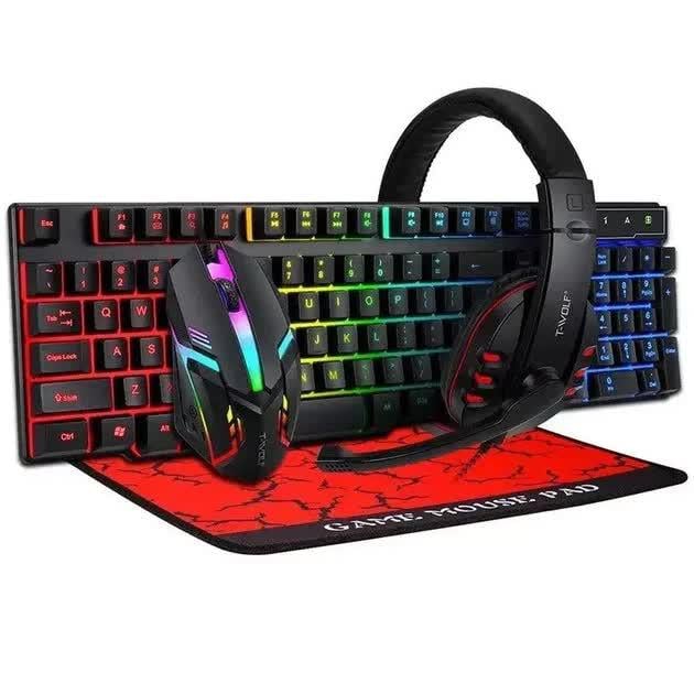 Комплект игровой T-Wolf TF-800 4в1 проводная клавиатура/мышка/наушники/коврик (30653005)