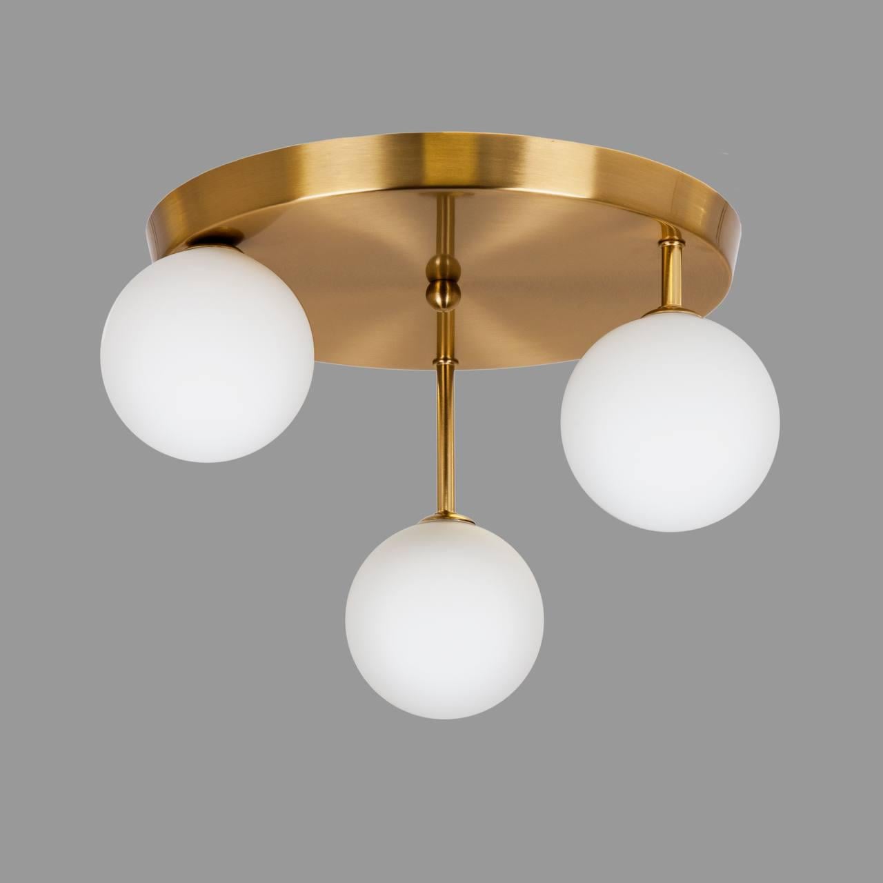 Люстра потолочная с белыми шарами Бронзовый (61-H100F-3 BRZ+WH 300)