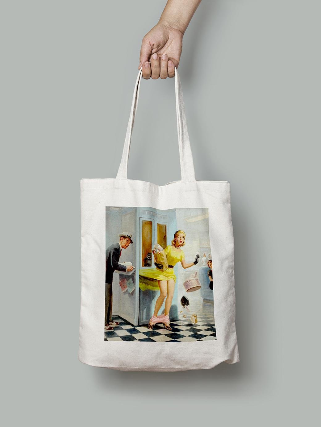 Эко-сумка Юбка зацепилась за телефонную будку. Арт Фрам шопер (pin_up1725009_Bag)