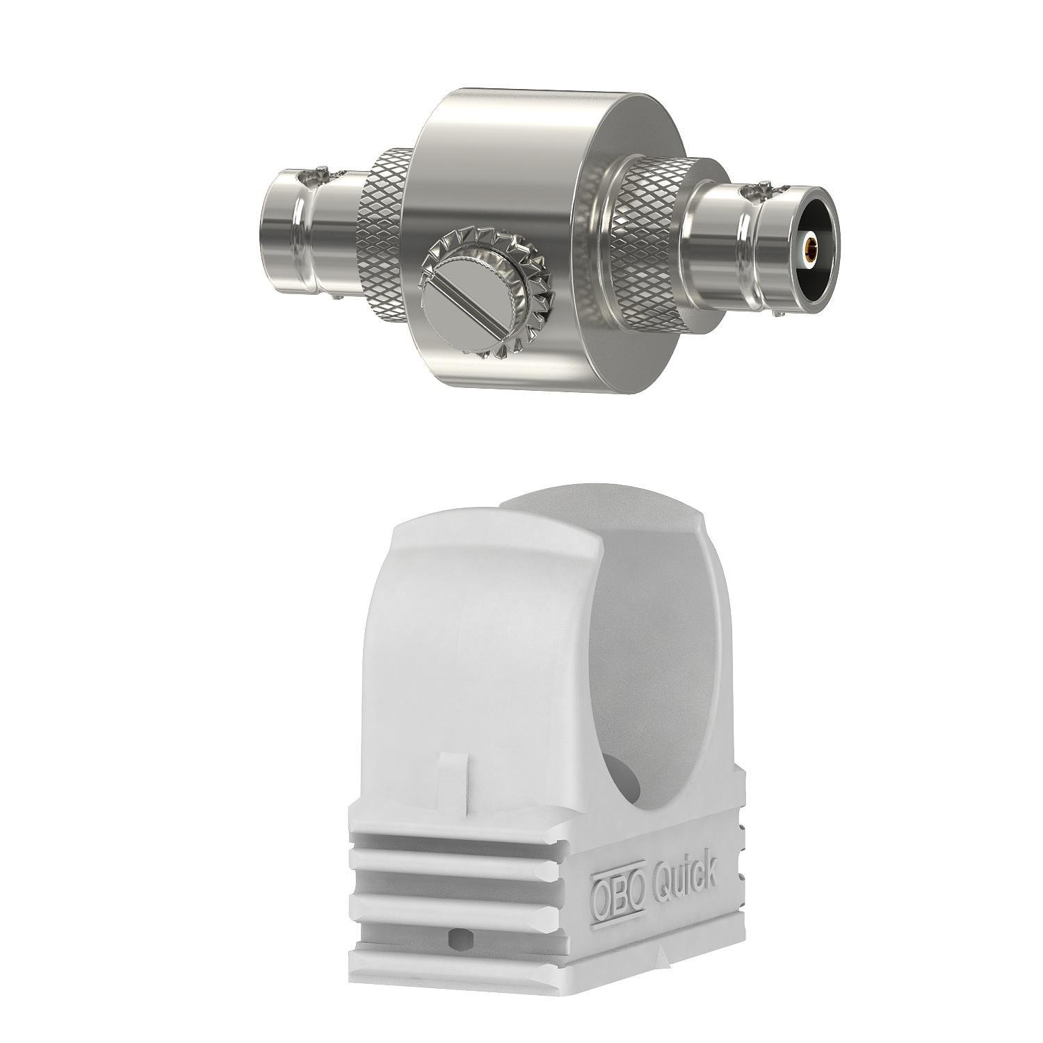 Пристрій захисту коаксіальний OBO bettermann DS-BNC W/W для роз'єму BNC 10кА 130 В AC класc 1+2 розетка-розетка з кліпсою М25 (5093236)