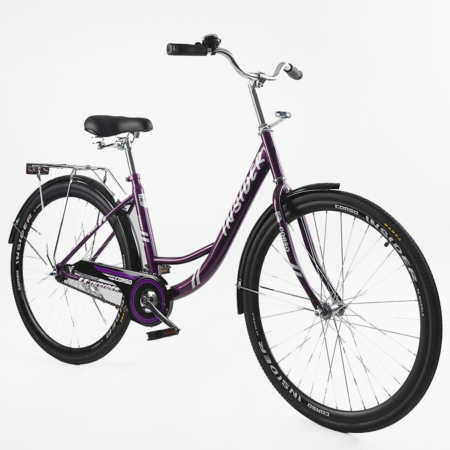 Велосипед міський Corso Insider з багажником рама 16,5"/26 " Фіолетовий - фото 2
