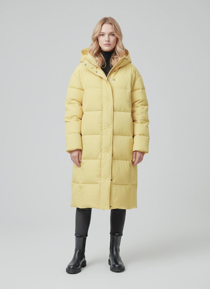 Пуховик женский Number Nine DW-202 с капюшоном р. 44 Желтый (DW-202-44) - фото 11