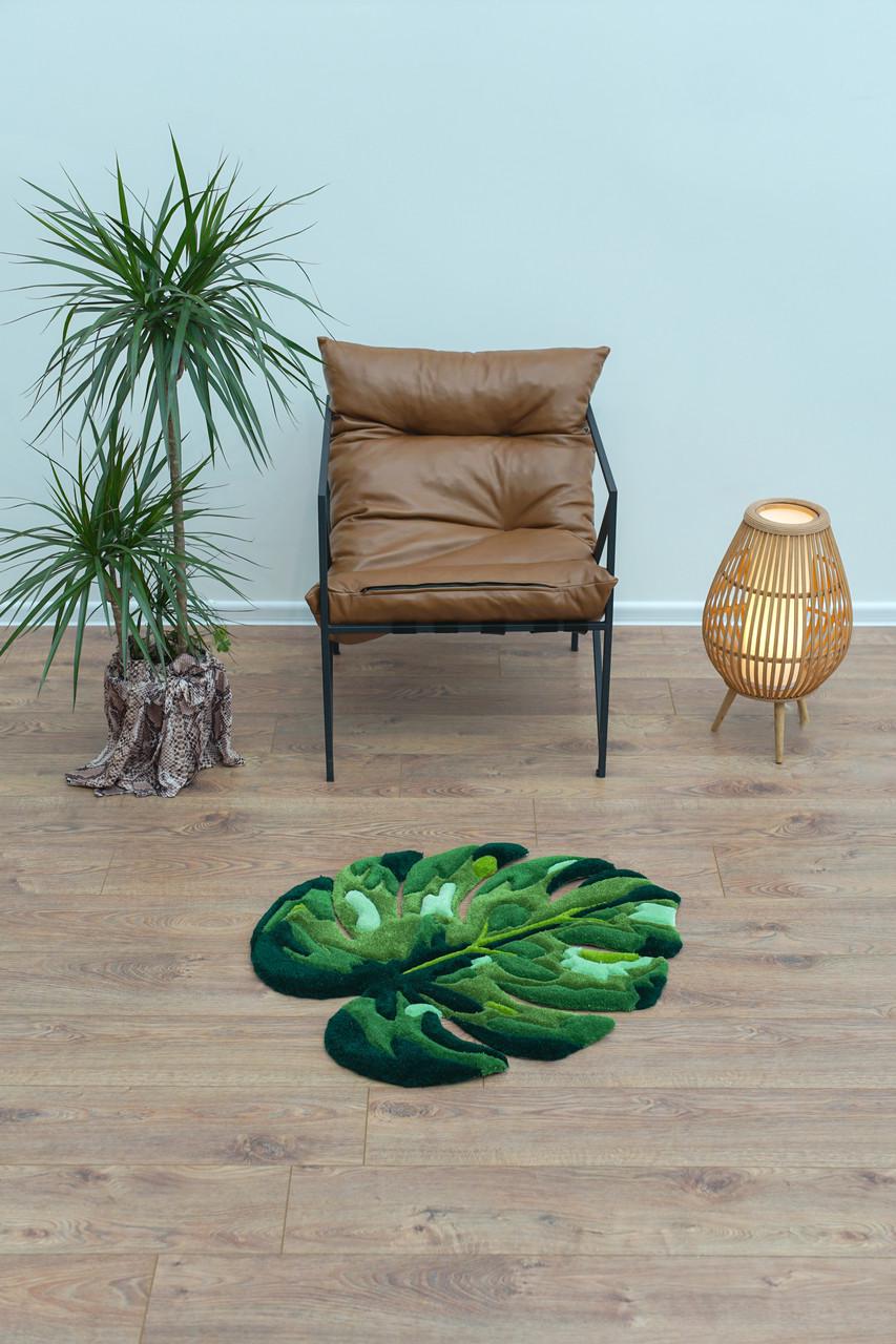 Килим ручної роботи Листок монстери 70х65 см - фото 9 Килим ручної роботи Листок монстери 70х65 см - фото 9