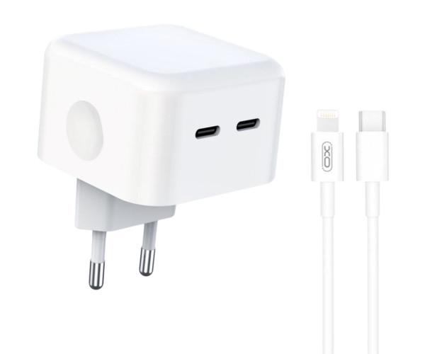 Устройство сетевое зарядное XO L102 2 Type-C/35W/Type-C to Lightning White