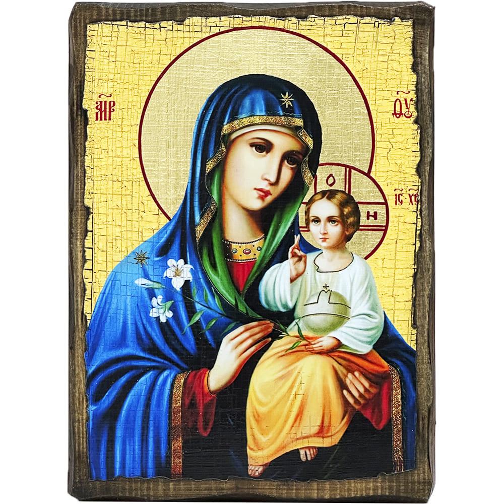 Ікона Богородиця Нев'янучий цвіт під старовину 17х23 см (1007-2)