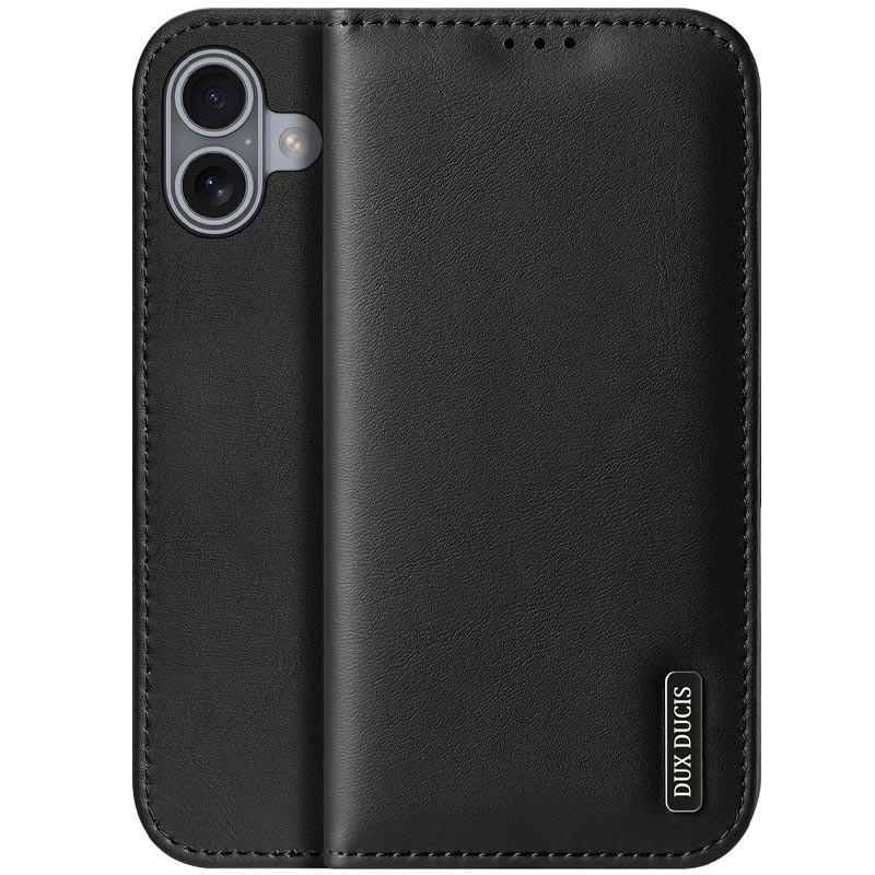Противоударный Чехол-книжка кожаный Dux Ducis Hivo для Apple iPhone 16 Black