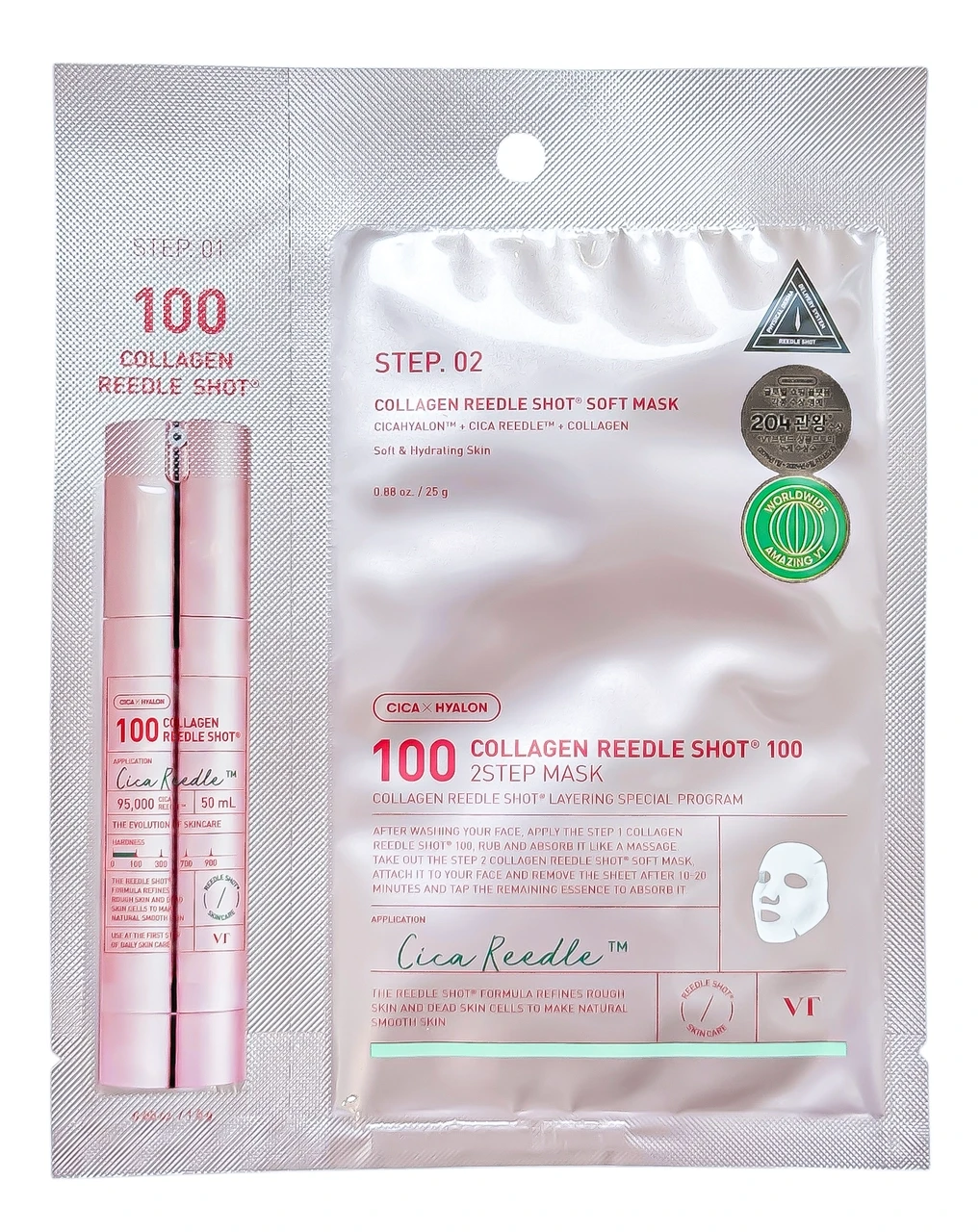 Маска тканевая для лица укрепляющая VT Cosmetics Collagen Reedle Shot 100 2-Step с микроиглами и коллагеном (2590107948)
