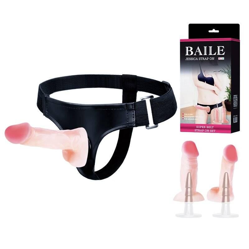 Страпон жіночий LyBaile Jessica Strap On з двома фалоімітаторами ( 38131563)