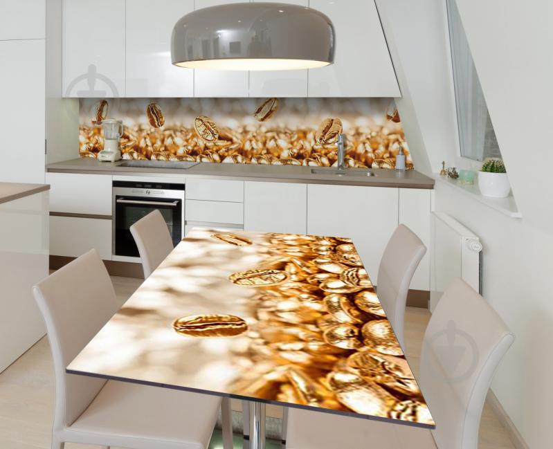 Наклейка 3Д виниловая на стол Zatarga «Золото в зёрнах» 600х1200 мм для домов, квартир, столов, кофейн, кафе