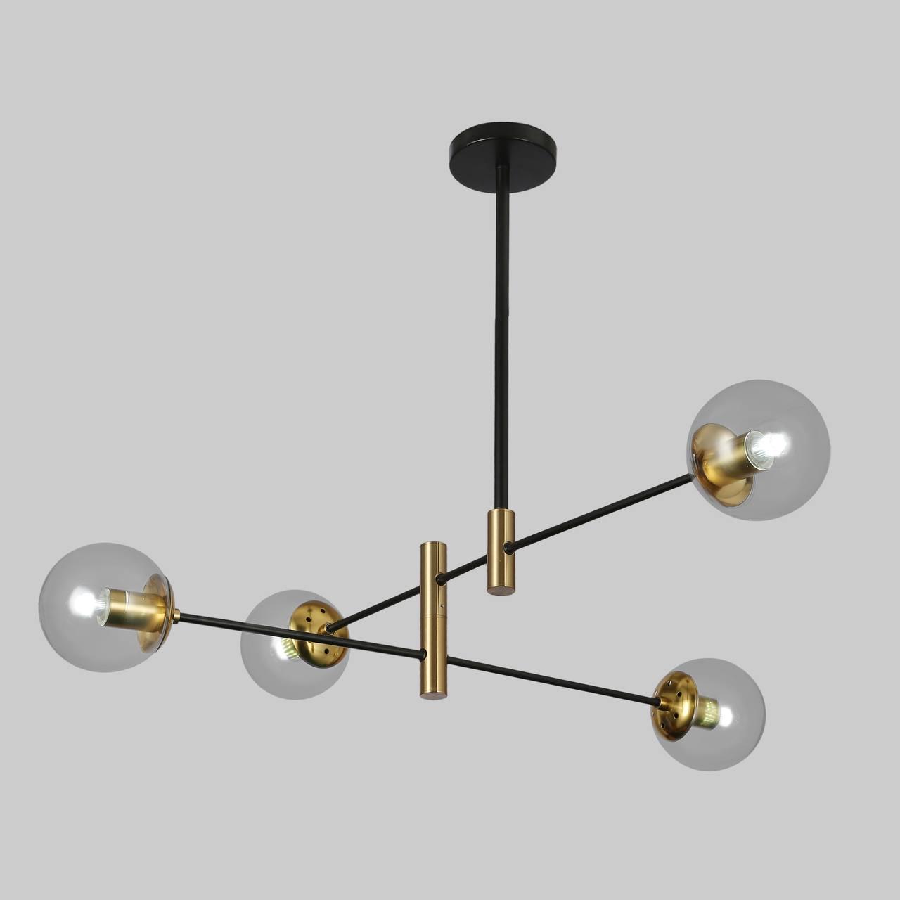 Люстра современная на 4 лампы Черный (909-LXL3012-4 BK+CL)