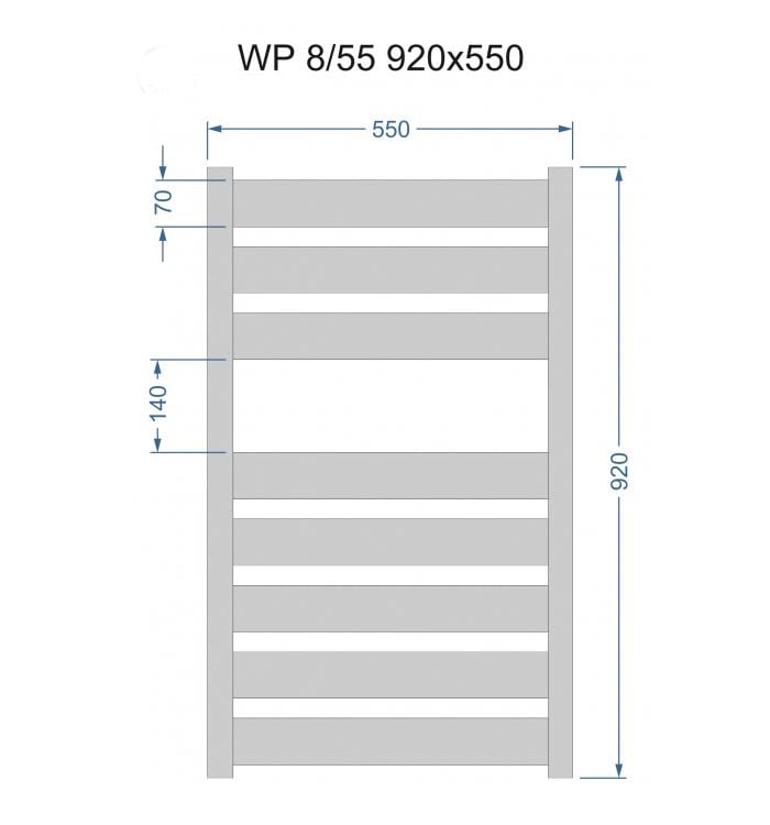 Рушникосушка водяна Heizung Париж WP 8/55 920х550 мм 540 Вт Чорний (WP 8/55 чорна) - фото 2