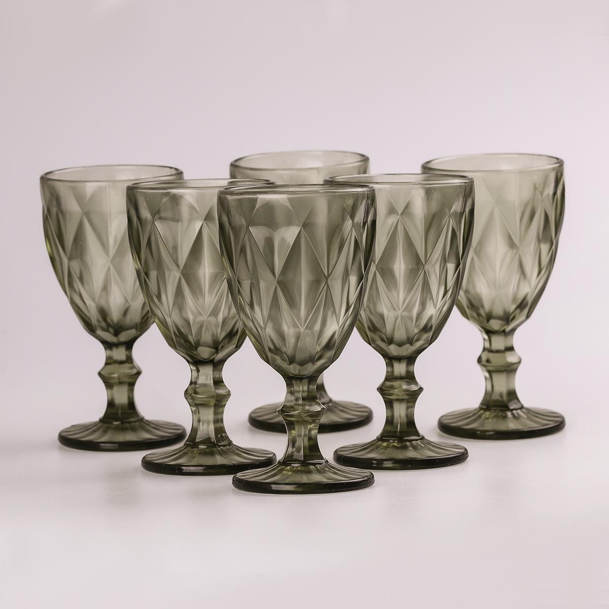 Набір келихів для вина фігурні гранених з товстого скла 6 шт. Зелений (HP034GR) - фото 1 Набір келихів для вина фігурні гранених з товстого скла 6 шт. Зелений (HP034GR) - фото 1