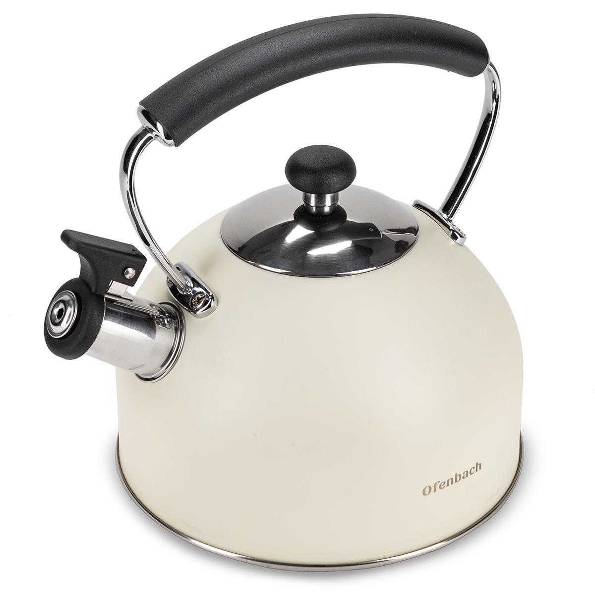 Чайник зі свистком та нейлоновою ручкою Ofenbach KM-100325 з нержавіючої сталі 2,2 л Білий (150-84-100325) - фото 5 Чайник зі свистком та нейлоновою ручкою Ofenbach KM-100325 з нержавіючої сталі 2,2 л Білий (150-84-100325) - фото 5