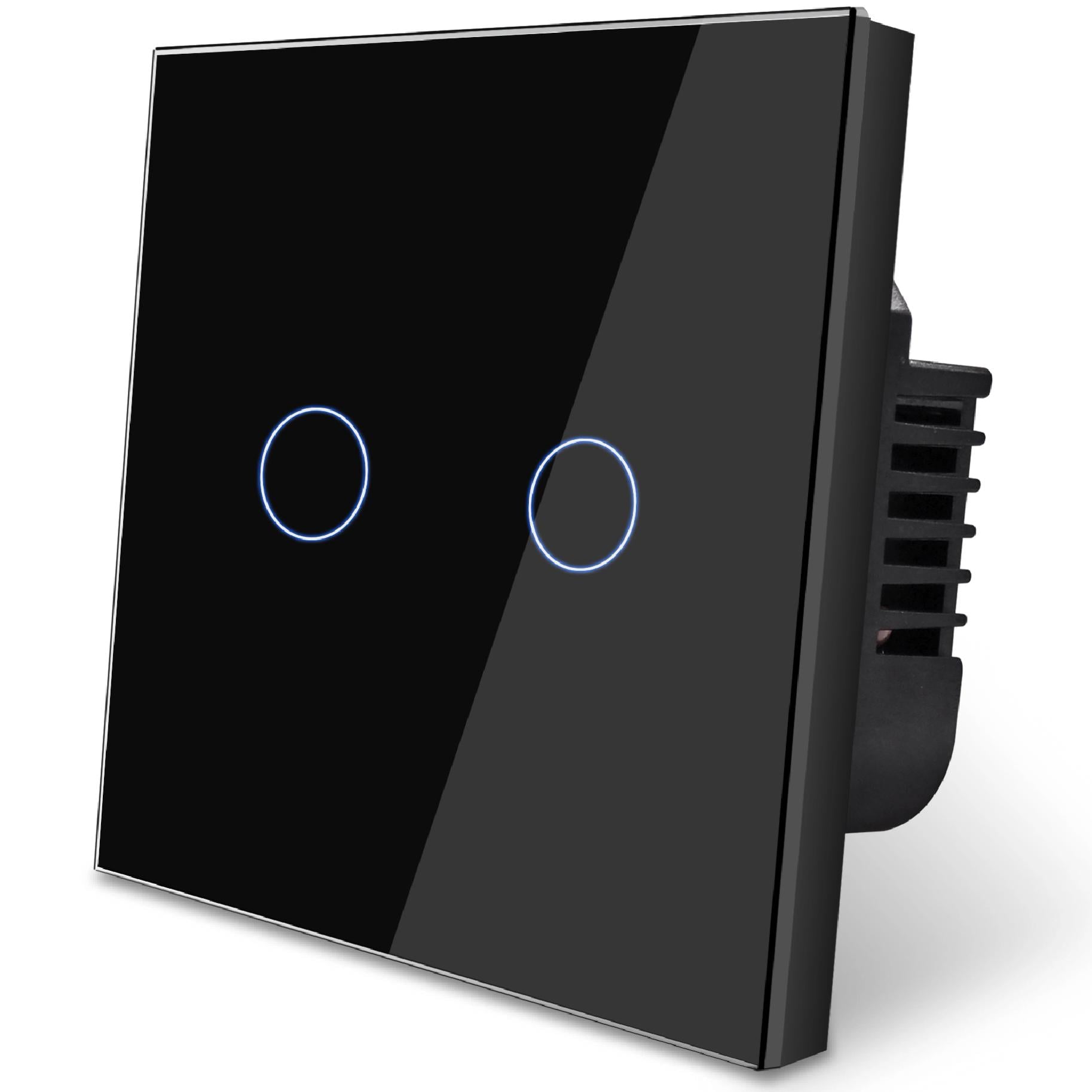 Выключатель света сенсорный Wifi USmart WS-02w двухканальный с нулем и поддержкой Tuya Черный