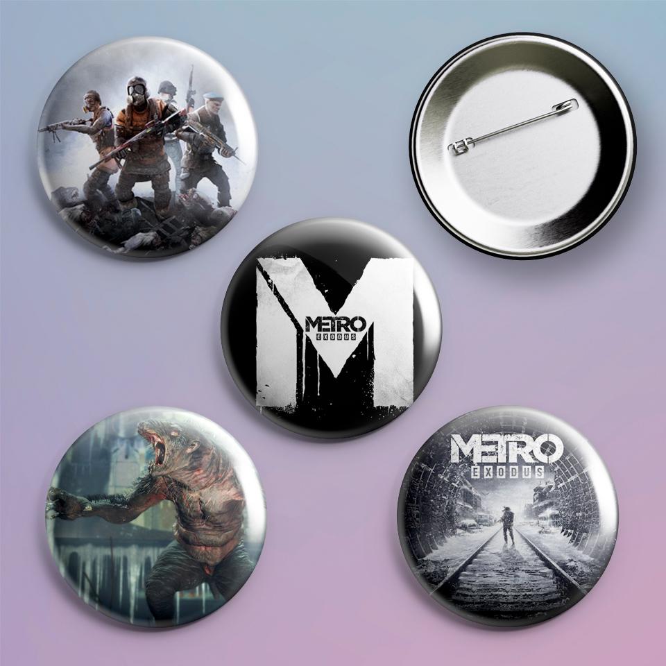 Значки на рюкзак с принтом игры Metro Exodus 4 шт.