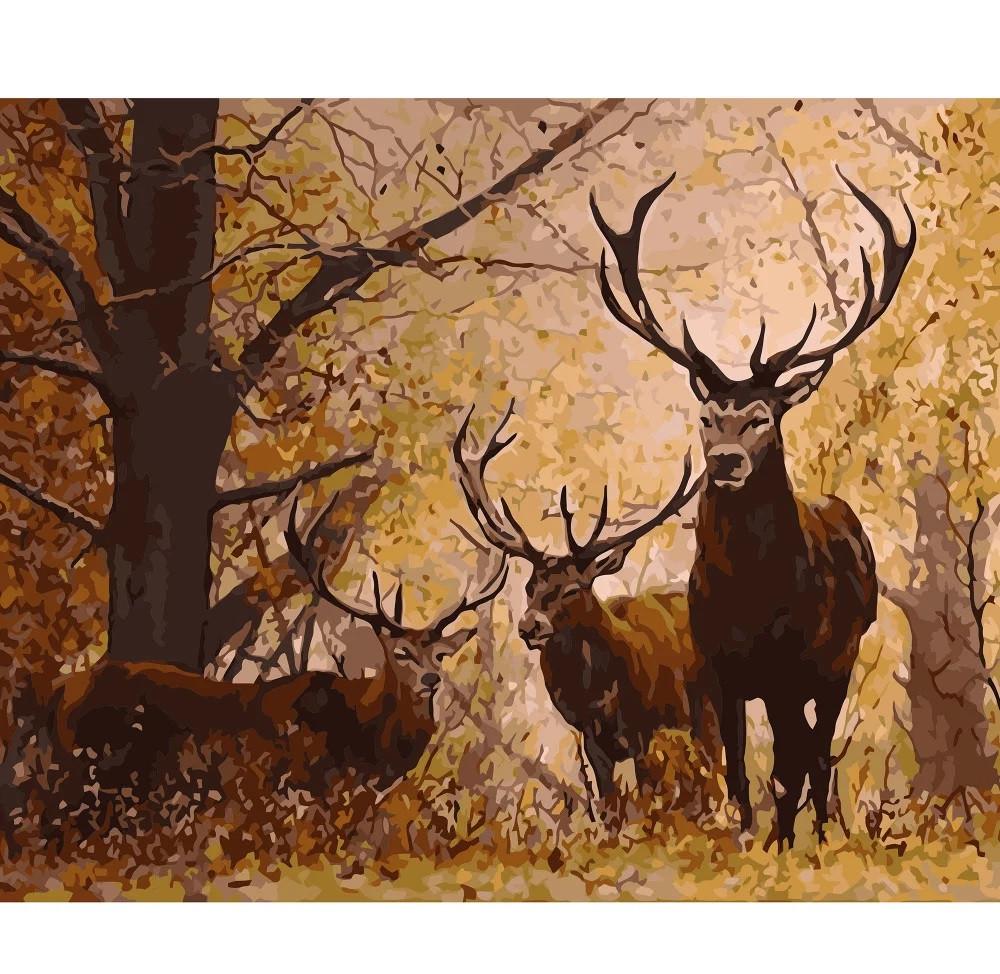 Картина по номерам Strateg Олени в осеннем лесу 40x50 см (VA-3245)