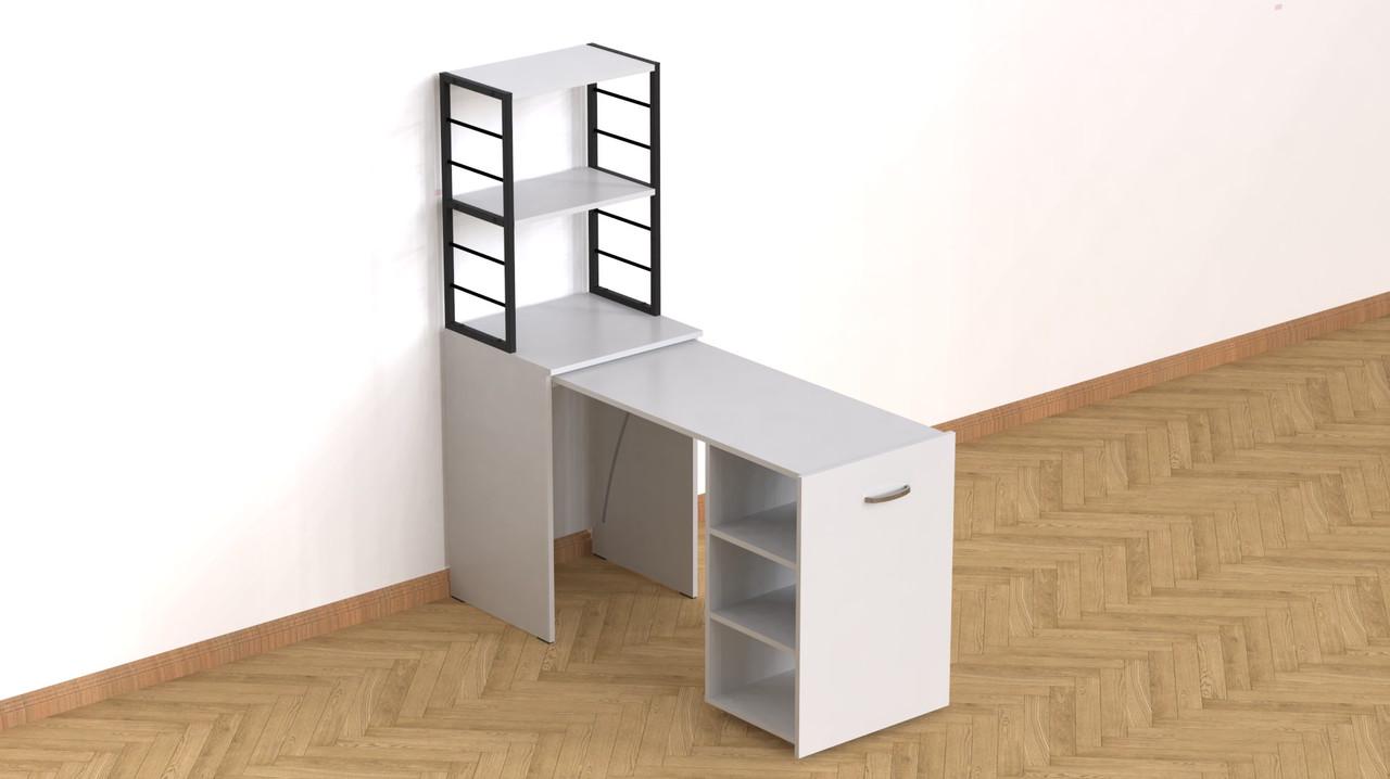 Стіл-тумба трансформер Ferrum-decor Смарт 4/2 з етажеркою метал/ДСП 16 мм 1430x1450x600 мм Чорний/Білий (FRD-105130) - фото 7 Стіл-тумба трансформер Ferrum-decor Смарт 4/2 з етажеркою метал/ДСП 16 мм 1430x1450x600 мм Чорний/Білий (FRD-105130) - фото 7