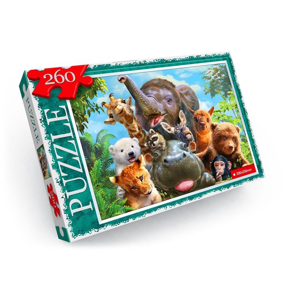 Пазлы детские Danko Toys Животные 260 эл. Зеленый (IP-177-P-1192)